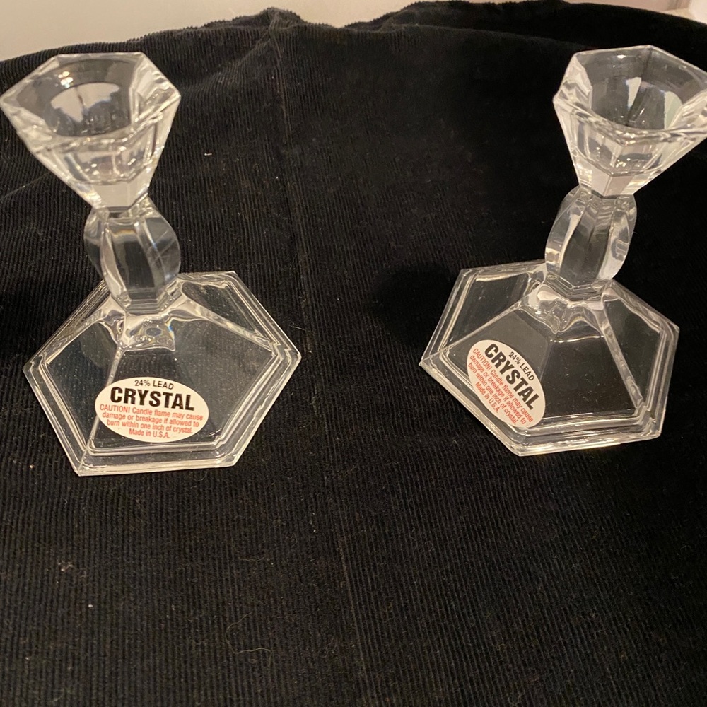 Michael C. Fina  Fifth Avenue Vintage 24% Lead Crystal Candle Holders (2)